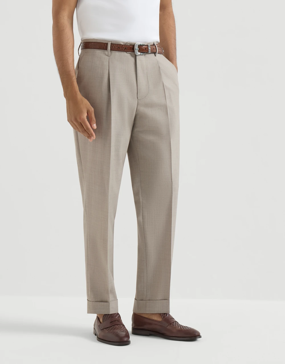 Single Pleat Wool Trousers